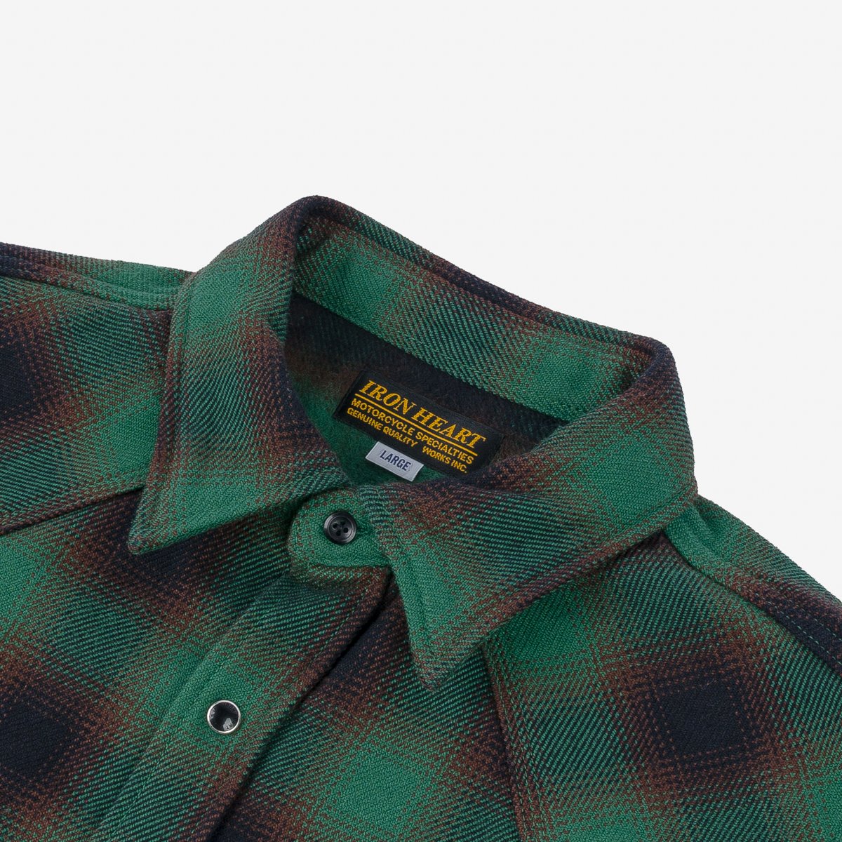 Iron Heart | IHSH-373-GRN | Ultra Heavy Flannel Ombré Check Western Shirt | Green