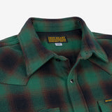 Iron Heart | IHSH-373-GRN | Ultra Heavy Flannel Ombré Check Western Shirt | Green