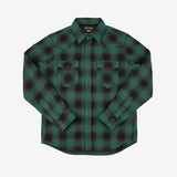 Iron Heart | IHSH-373-GRN | Ultra Heavy Flannel Ombré Check Western Shirt | Green