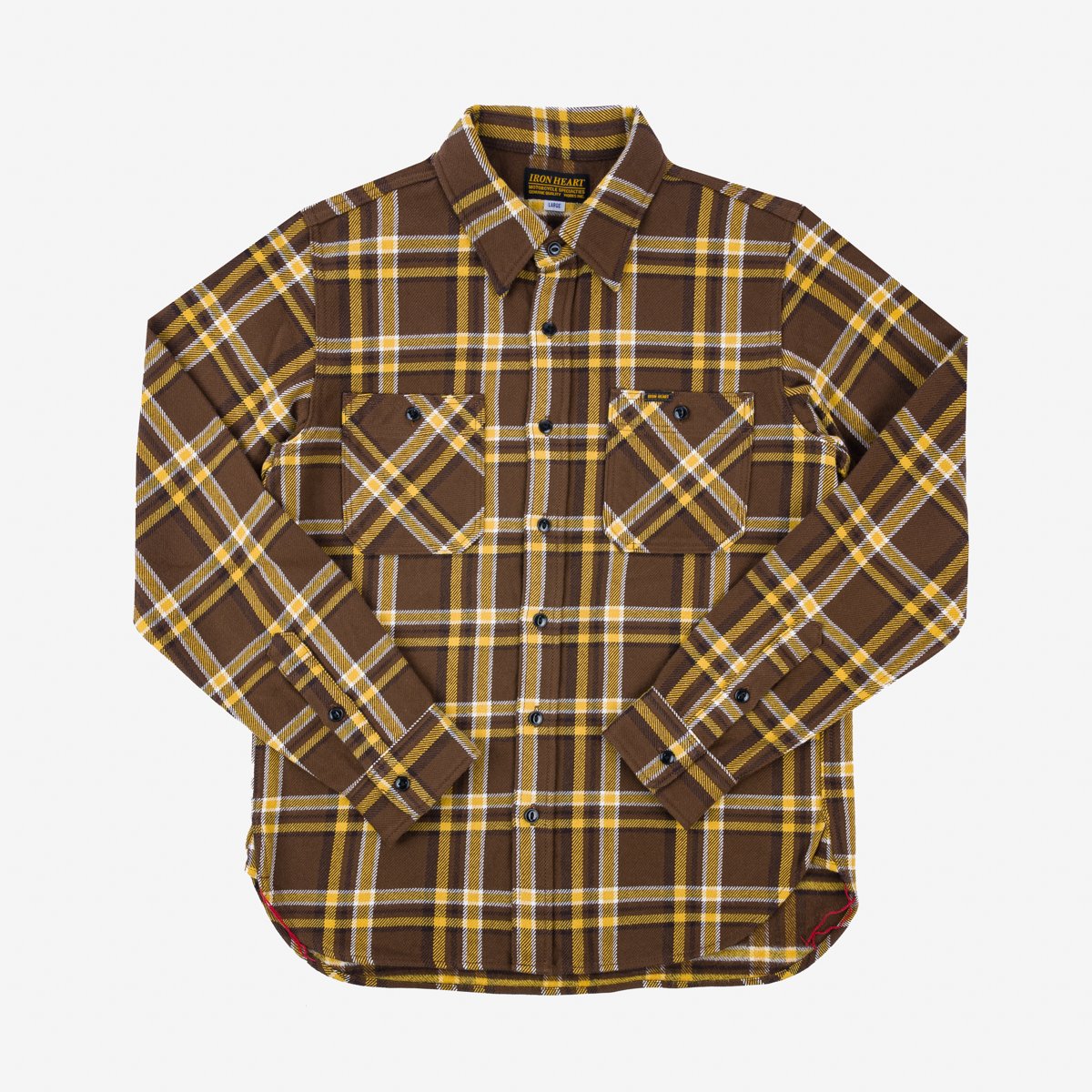 Iron Heart | IHSH-378-BRN | Ultra Heavy Flannel | Crazy Check Work Shirt | Brown