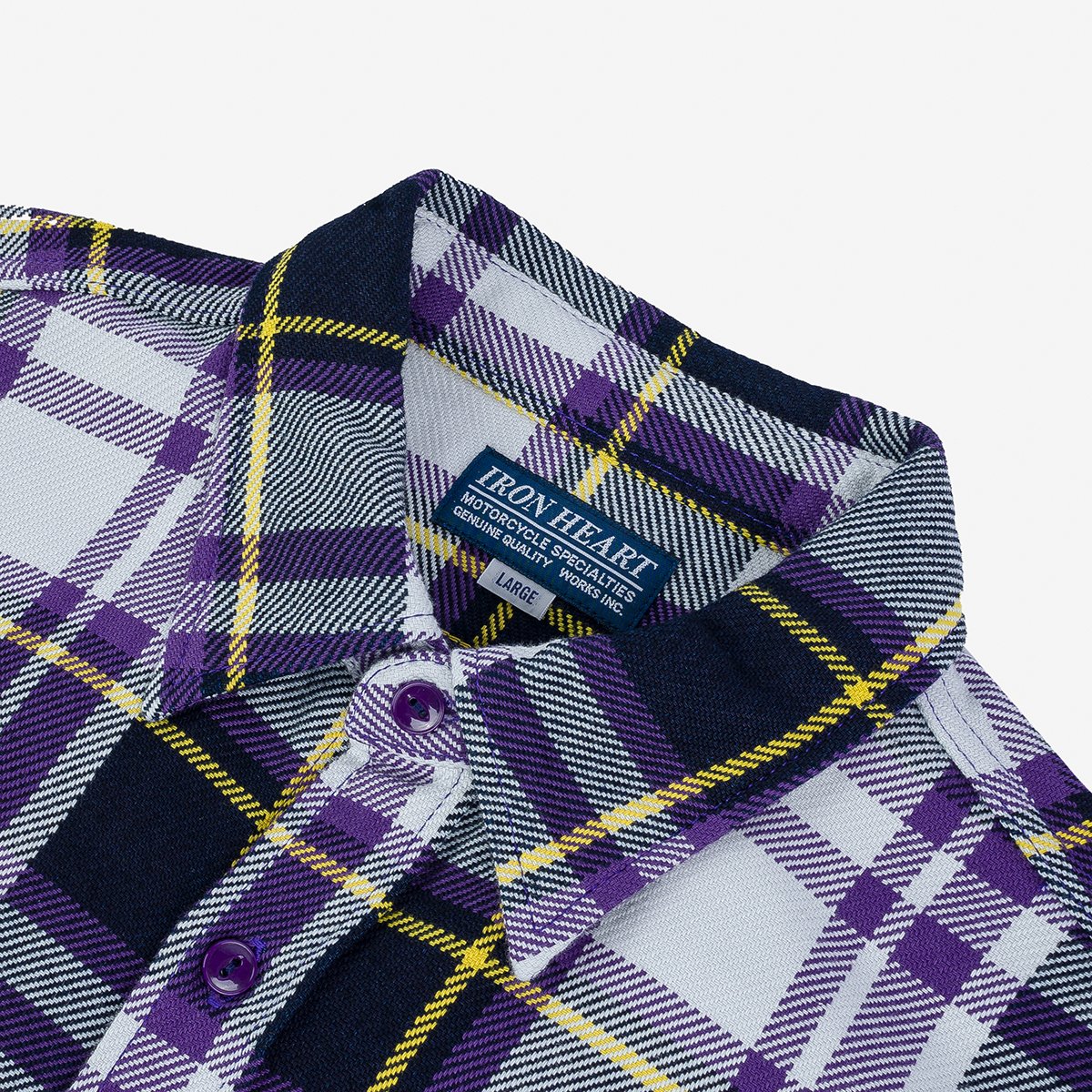 Iron Heart | IHSH-382-PUR | 9oz Selvedge American Check Work Shirt | Purple