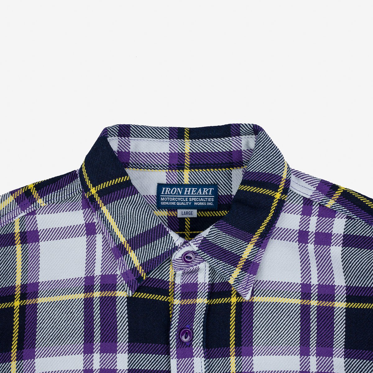 Iron Heart | IHSH-382-PUR | 9oz Selvedge American Check Work Shirt | Purple