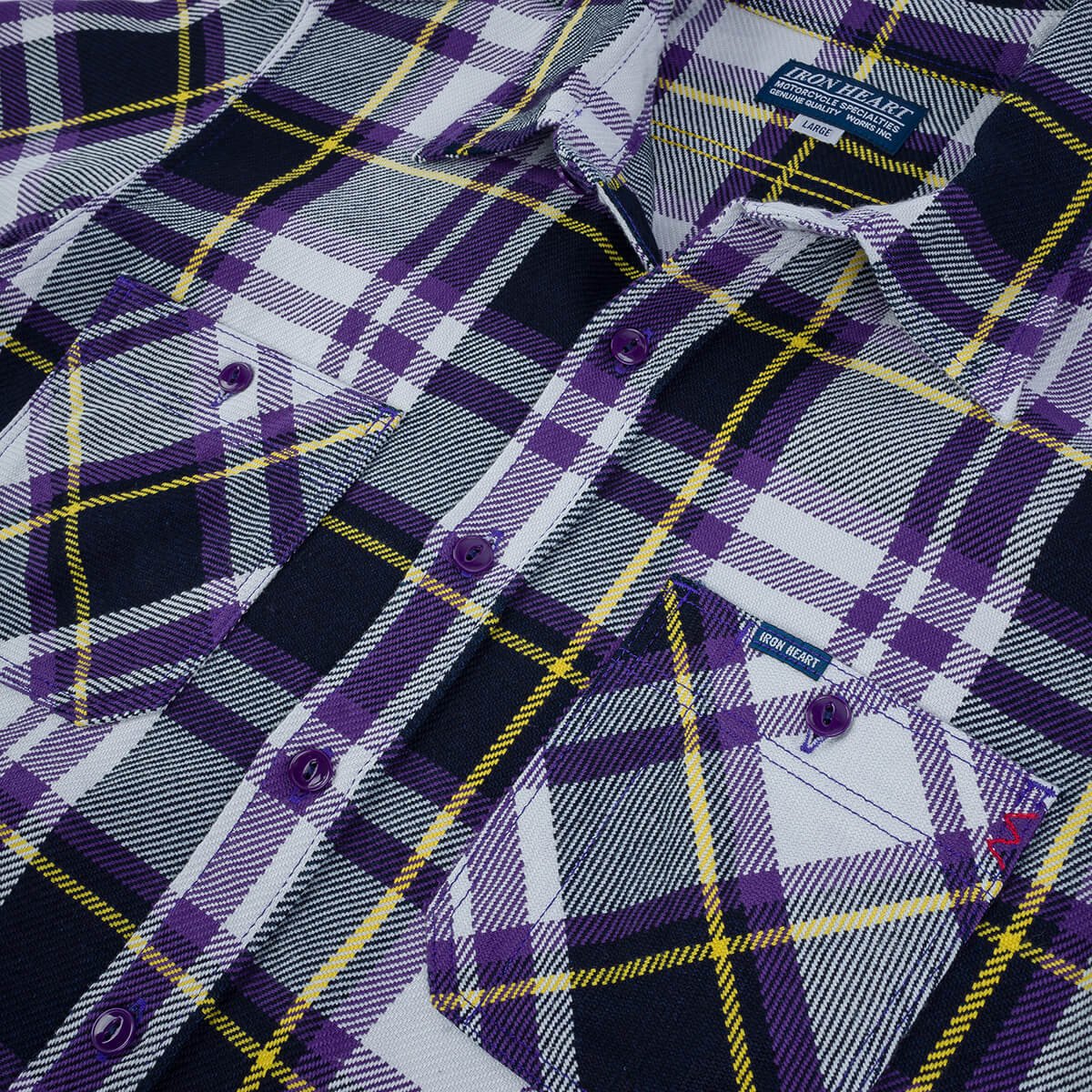 Iron Heart | IHSH-382-PUR | 9oz Selvedge American Check Work Shirt | Purple