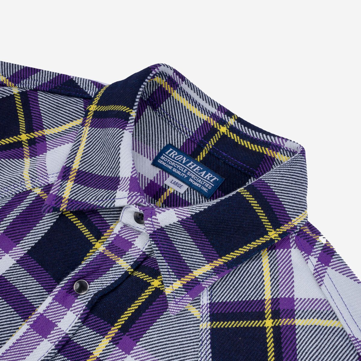 Iron Heart | IHSH-390-PUR | 9oz Selvedge American Check Western Shirt | Purple