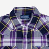 Iron Heart | IHSH-390-PUR | 9oz Selvedge American Check Western Shirt | Purple