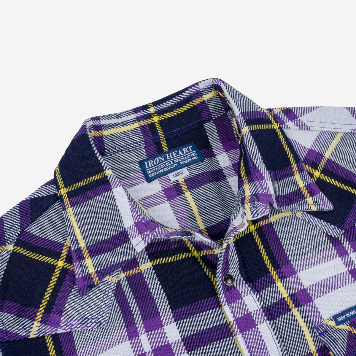 Iron Heart | IHSH-390-PUR | 9oz Selvedge American Check Western Shirt | Purple