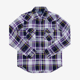 Iron Heart | IHSH-390-PUR | 9oz Selvedge American Check Western Shirt | Purple