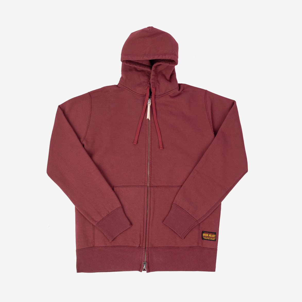 Iron Heart | IHSW-10-BUR | 14oz Ultra Heavyweight Loopwheel Cotton Zip Up Hoodie | Burgundy