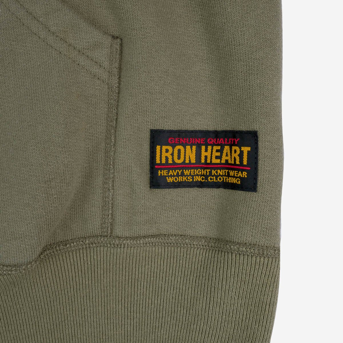 Iron Heart | IHSW-49-OLV | 14oz Ultra Heavyweight Loopwheel Cotton Hoodie | Olive