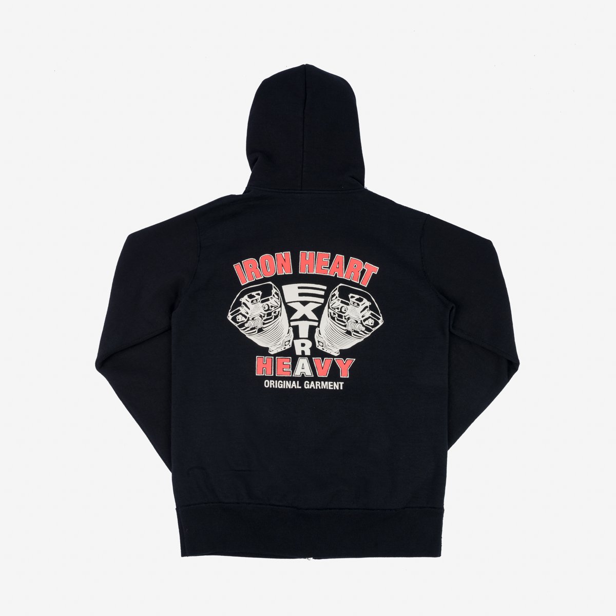 Iron Heart | IHSW-72-BLK | 14oz Ultra Heavyweight Loopwheel Printed Hooded Sweat | Black