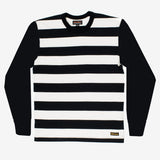 Iron Heart | IHTB-05-WHT | 11oz Cotton Knit Long-Sleeved Sweater | Striped Body with Black Arms