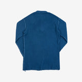 Iron Heart | IHTL-1213-IND | Waffle Knit Long Sleeved Thermal Henley | Indigo Dyed