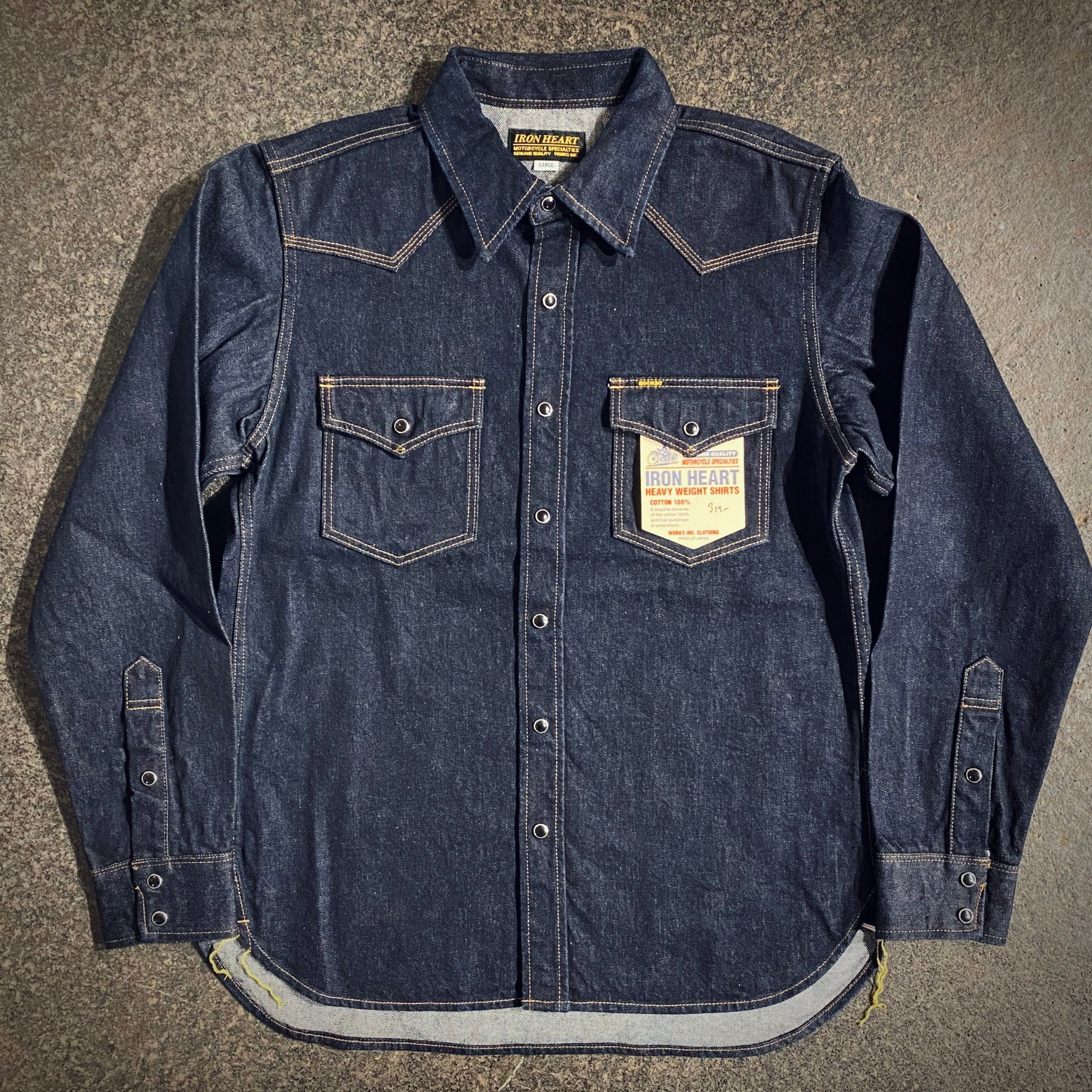 Iron Heart | 12oz Selvedge Denim Western Shirt - Indigo | IHSH-33-Indigo