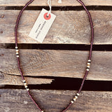 Kobashi Studio | Japanese Beads Choker Necklace 4mm | Dark-Cherry/Off-White/Black | BNL4003