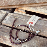 Kobashi Studio | Japanese Beads Choker Necklace 4mm | Dark-Cherry/Off-White/Black | BNL4003