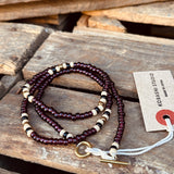 Kobashi Studio | Japanese Beads Choker Necklace 4mm | Dark-Cherry/Off-White/Black | BNL4003