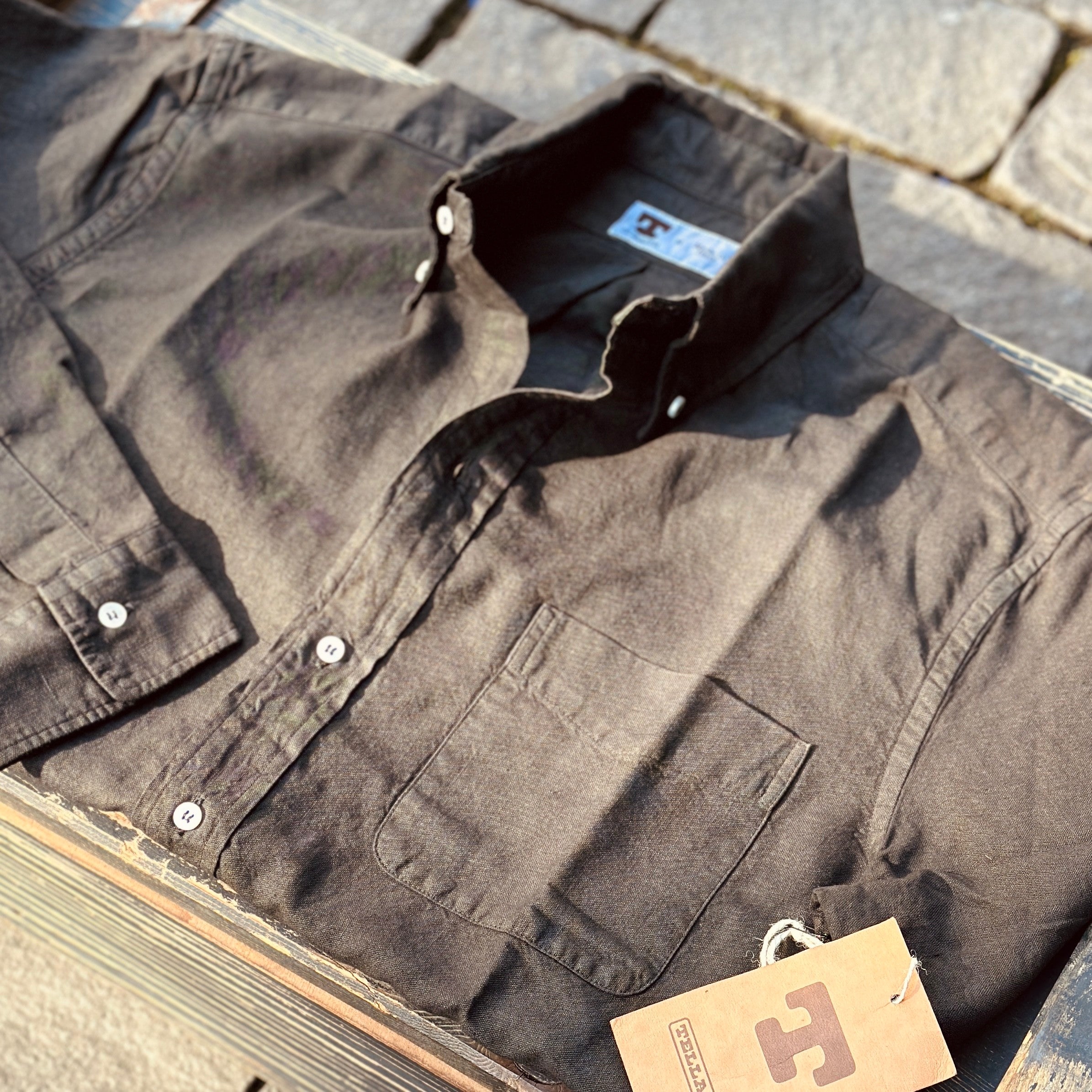 Tellason | Button Down Shirt | Oxford Cotton / Linen | Espresso