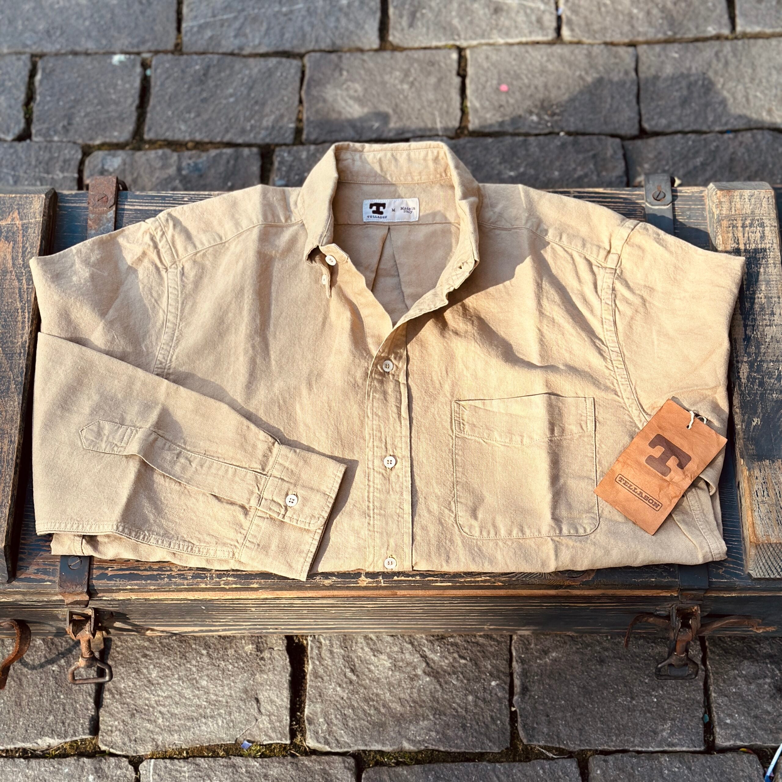 Tellason | Button Down Shirt | Oxford Cotton / Linen | Desert Sand