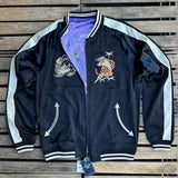 The Flat Head | FN-OJ-SV004 | Souvenir Jacket | Tiger & Japan Map | Black & Purple