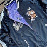 The Flat Head | FN-OJ-SV004 | Souvenir Jacket | Tiger & Japan Map | Black & Purple