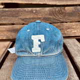 Fullcount | 6843HW | 6Panel Denim Baseball Cap 'F' Patch | Vintage Wash | Indigo Blue