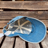 Fullcount | 6843HW | 6Panel Denim Baseball Cap 'F' Patch | Vintage Wash | Indigo Blue