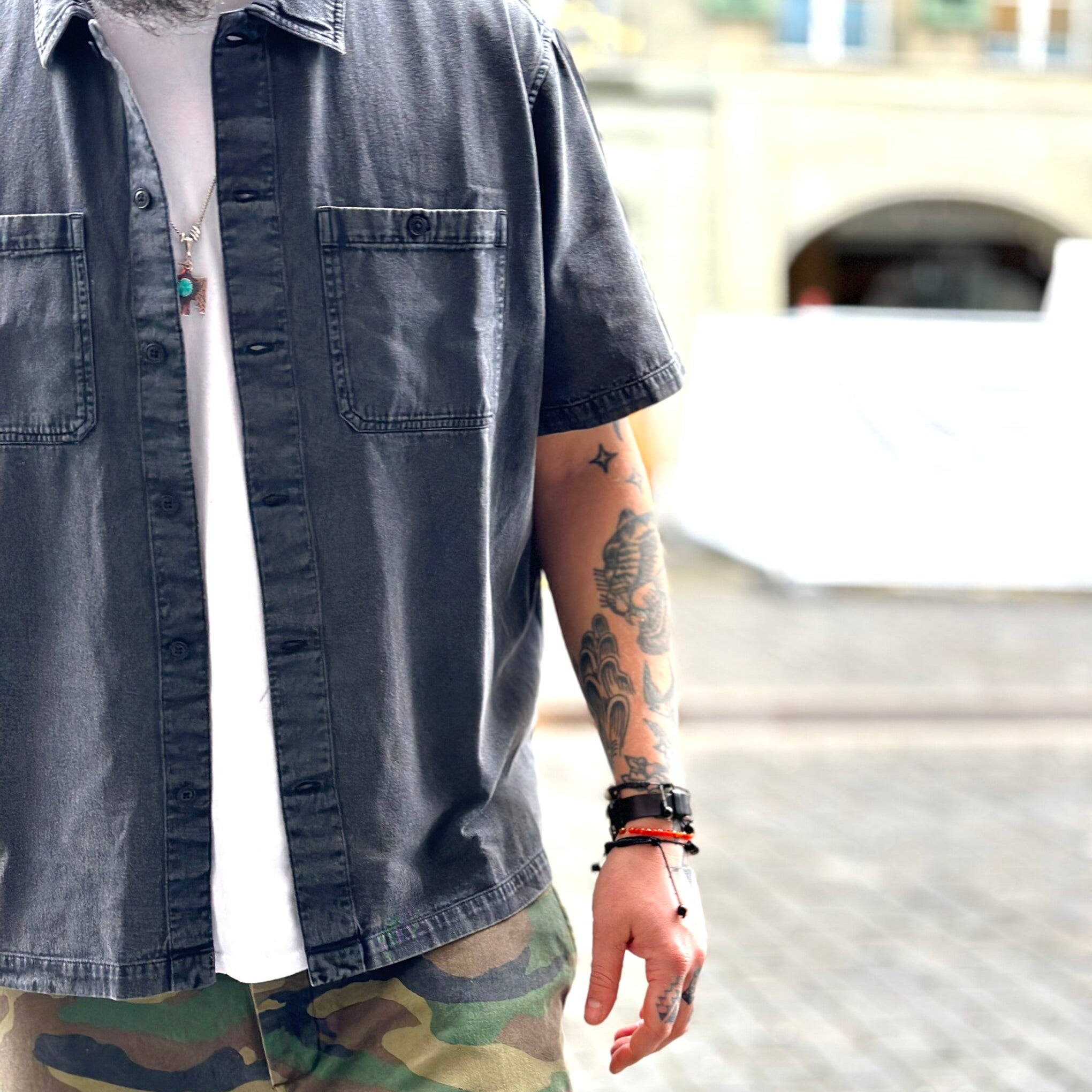 3sixteen | Short Sleeve Workshirt | Black Stonewash