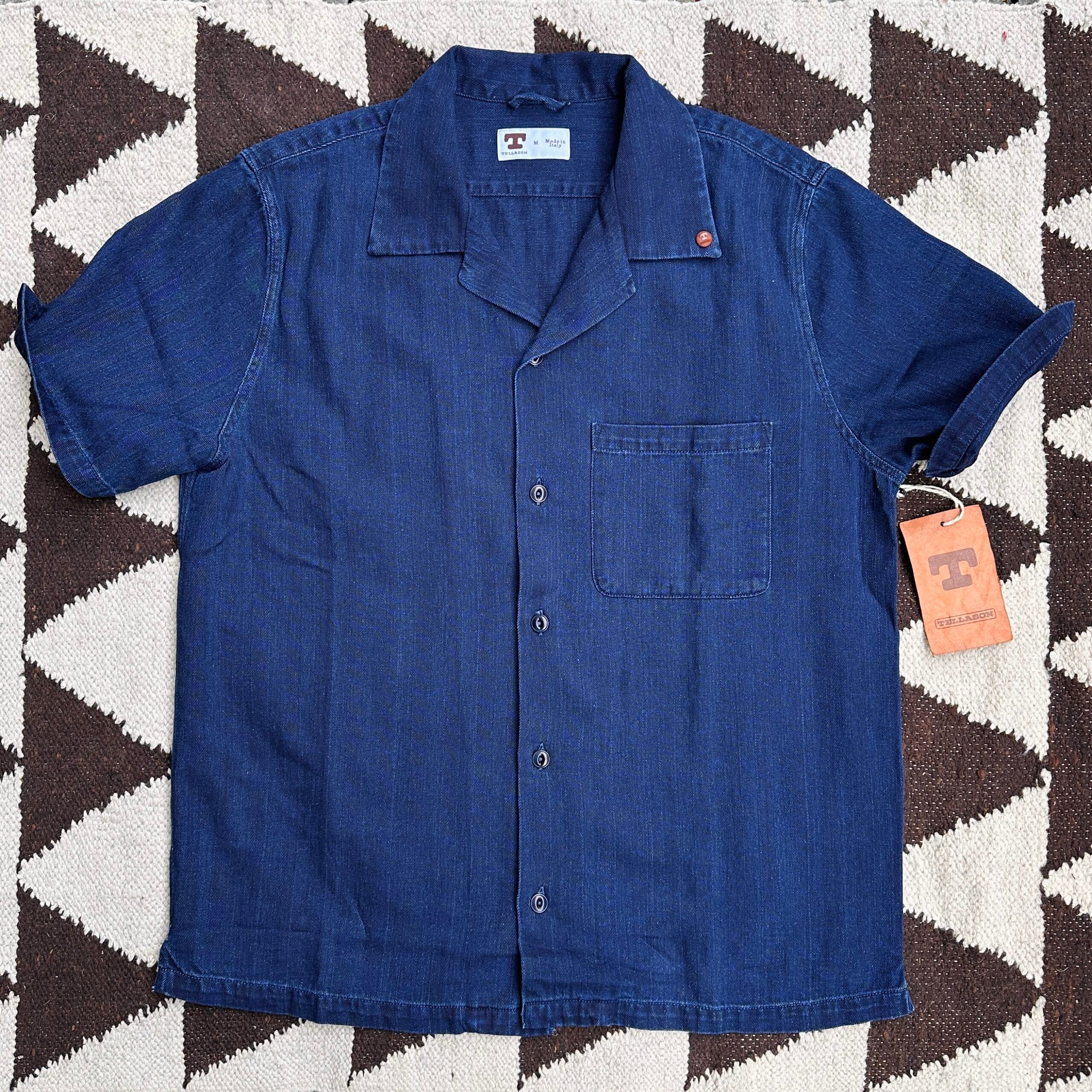 Tellason |  Bowling Shirt | Herringbone Muri | Real Indigo