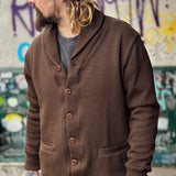 Dehen 1920 | Shawl Sweater Coat | Wool Knt | Brown