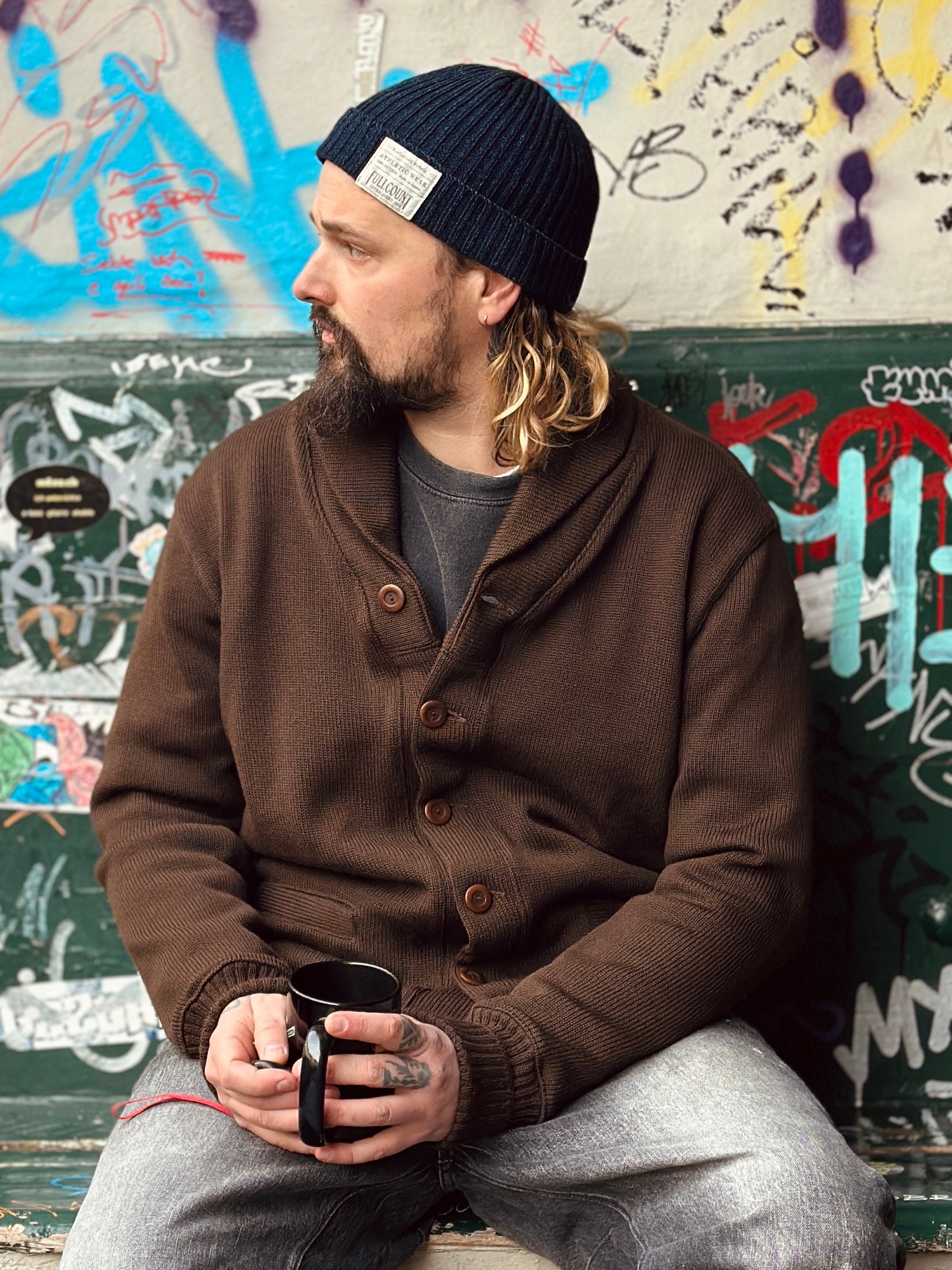 Dehen 1920 | Shawl Sweater Coat | Wool Knt | Brown – FEINFRACHT