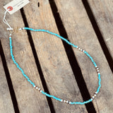 Kobashi Studio | Japanese Beads Choker Necklace 4mm Turquoise/Off-White/Brown | BNL4002