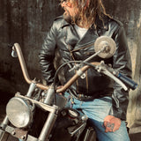 Shangrilaheritage | “Chiodo” Black Horsehide Leather Jacket