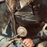 Shangrilaheritage | “Chiodo” Black Horsehide Leather Jacket