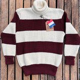 Heimat | RUGR2S41 | Signal Rollneck Rugby | Seashell / Burgundy