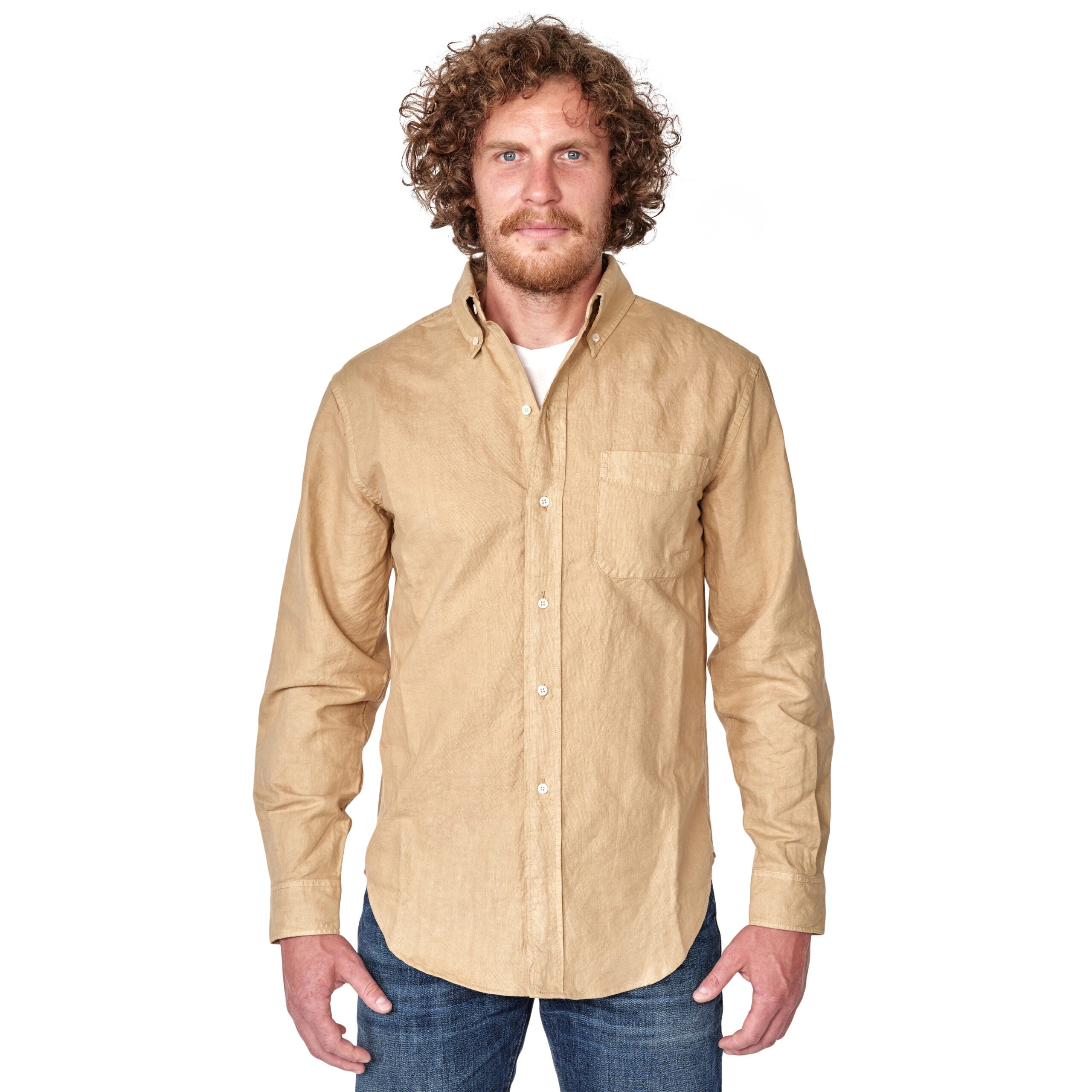 Tellason | Button Down Shirt | Oxford Cotton / Linen | Desert Sand