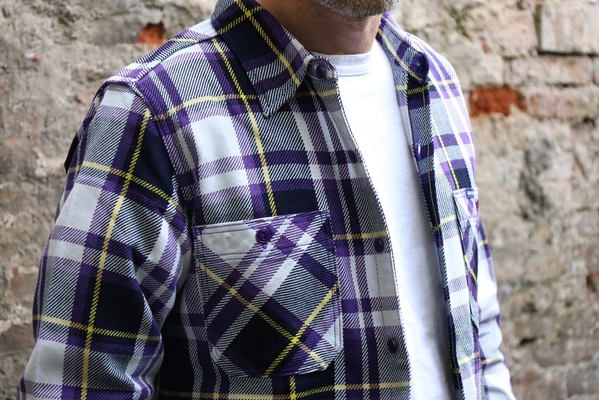 Iron Heart | IHSH-382-PUR | 9oz Selvedge American Check Work Shirt | Purple