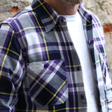 Iron Heart | IHSH-382-PUR | 9oz Selvedge American Check Work Shirt | Purple