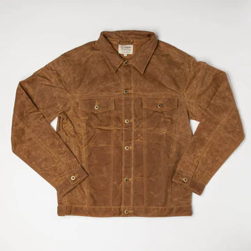 Ginew | Wax Canvas Rider Jacket | brown point collar