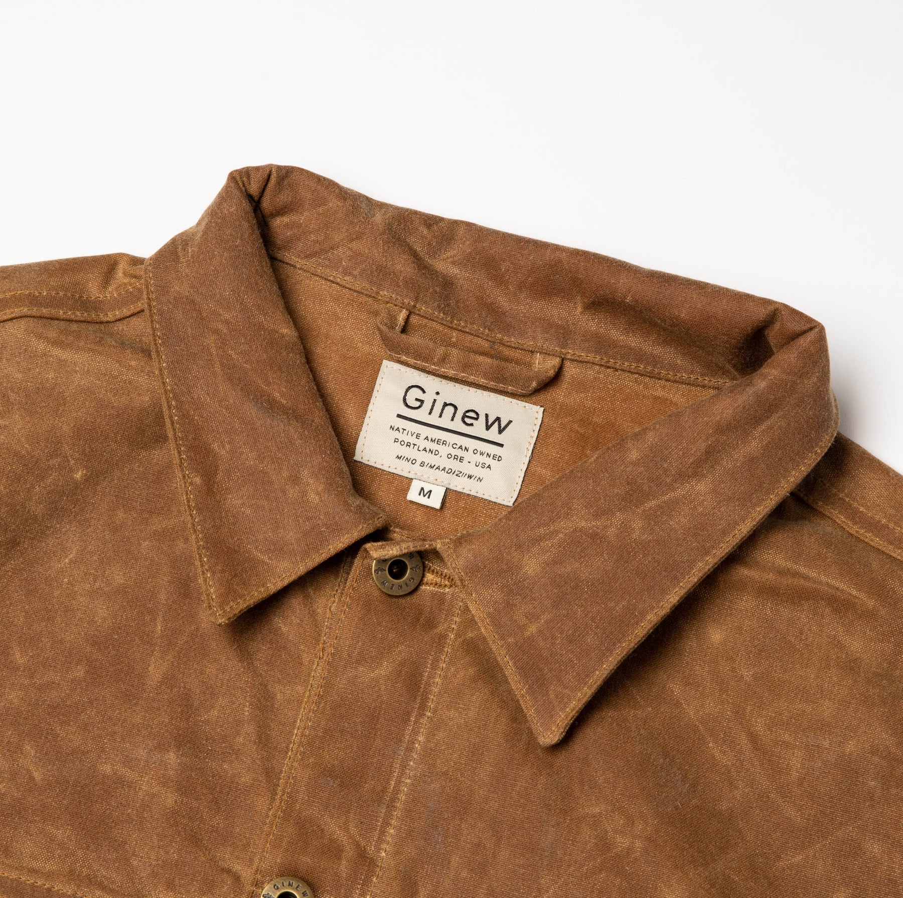 Ginew | Wax Canvas Rider Jacket | brown point collar