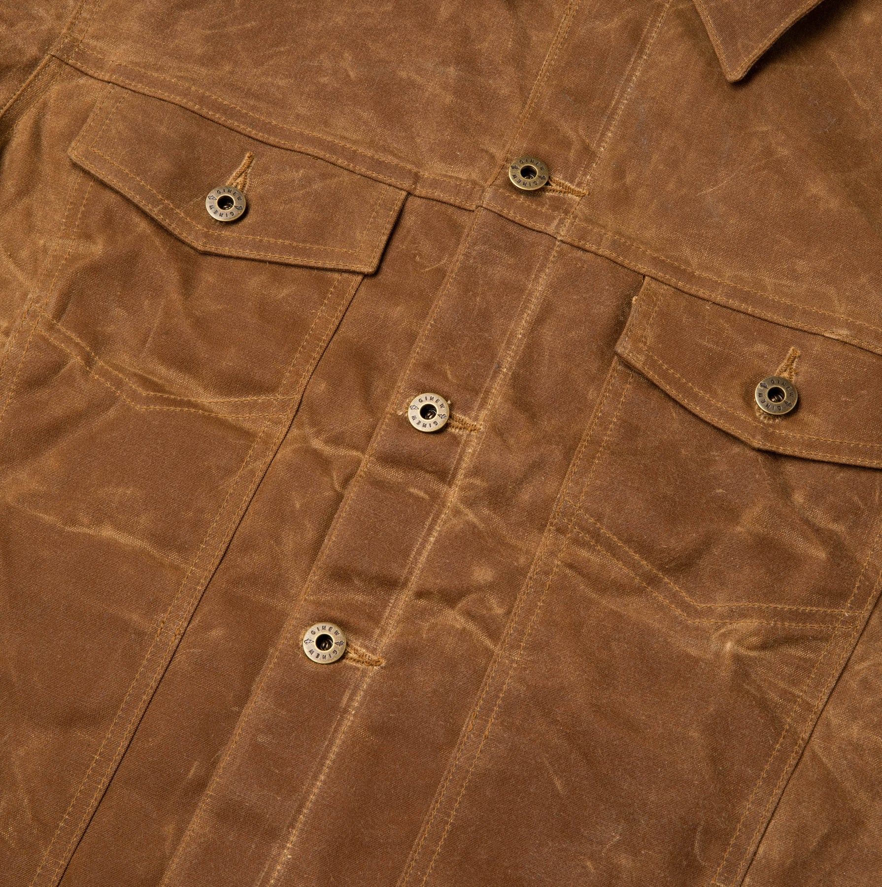 Ginew | Wax Canvas Rider Jacket | brown point collar