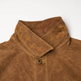 Ginew | Wax Canvas Rider Jacket | brown point collar