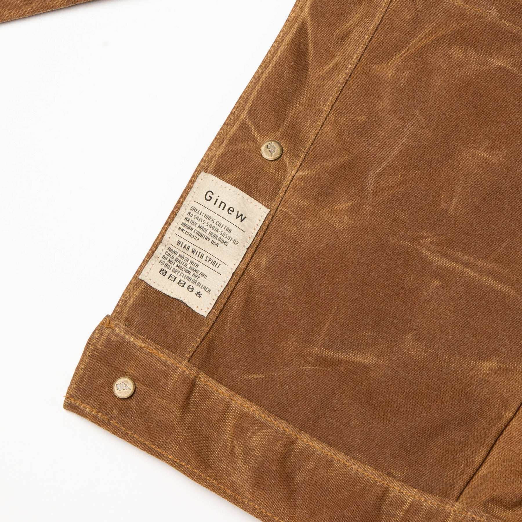 Ginew | Wax Canvas Rider Jacket | brown point collar