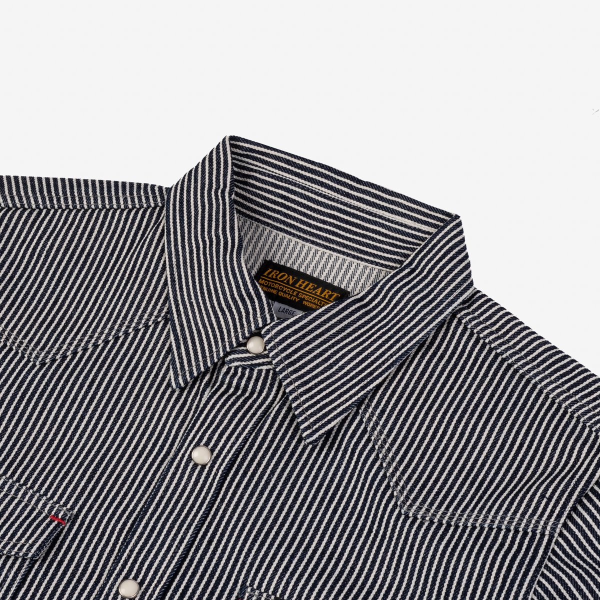 Iron Heart | IHSH-07-IND | 12oz Hickory Stripe Western Shirt | Indigo