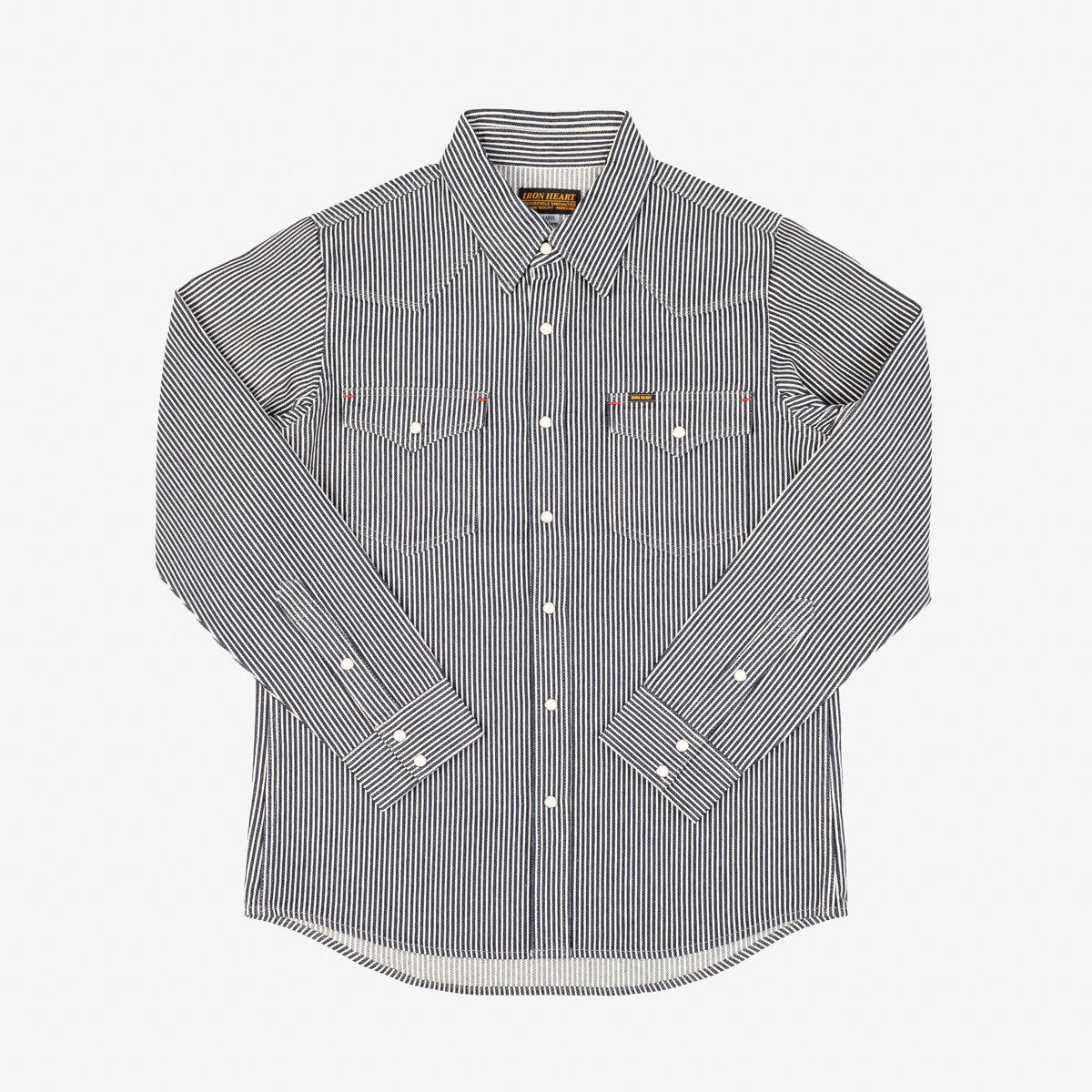 Iron Heart | IHSH-07-IND | 12oz Hickory Stripe Western Shirt | Indigo