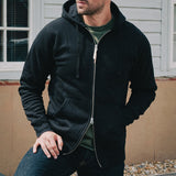 Iron Heart | IHSW-10-BLK | 14oz Ultra Heavyweight Loopwheel Cotton Zip Up Hoodie | Black