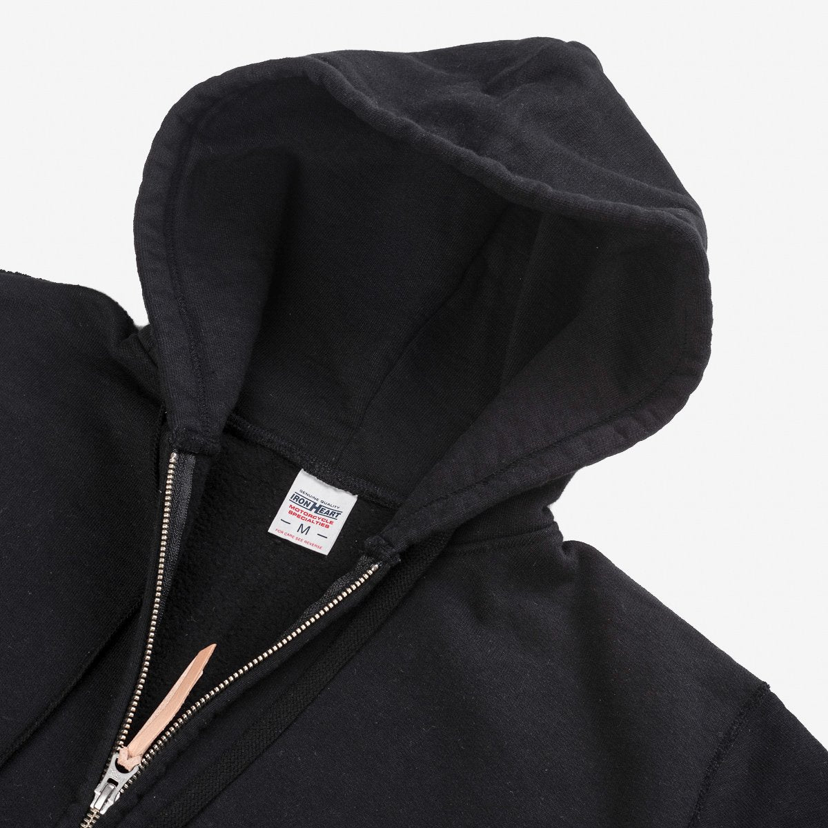 Iron Heart | IHSW-10-BLK | 14oz Ultra Heavyweight Loopwheel Cotton Zip Up Hoodie | Black