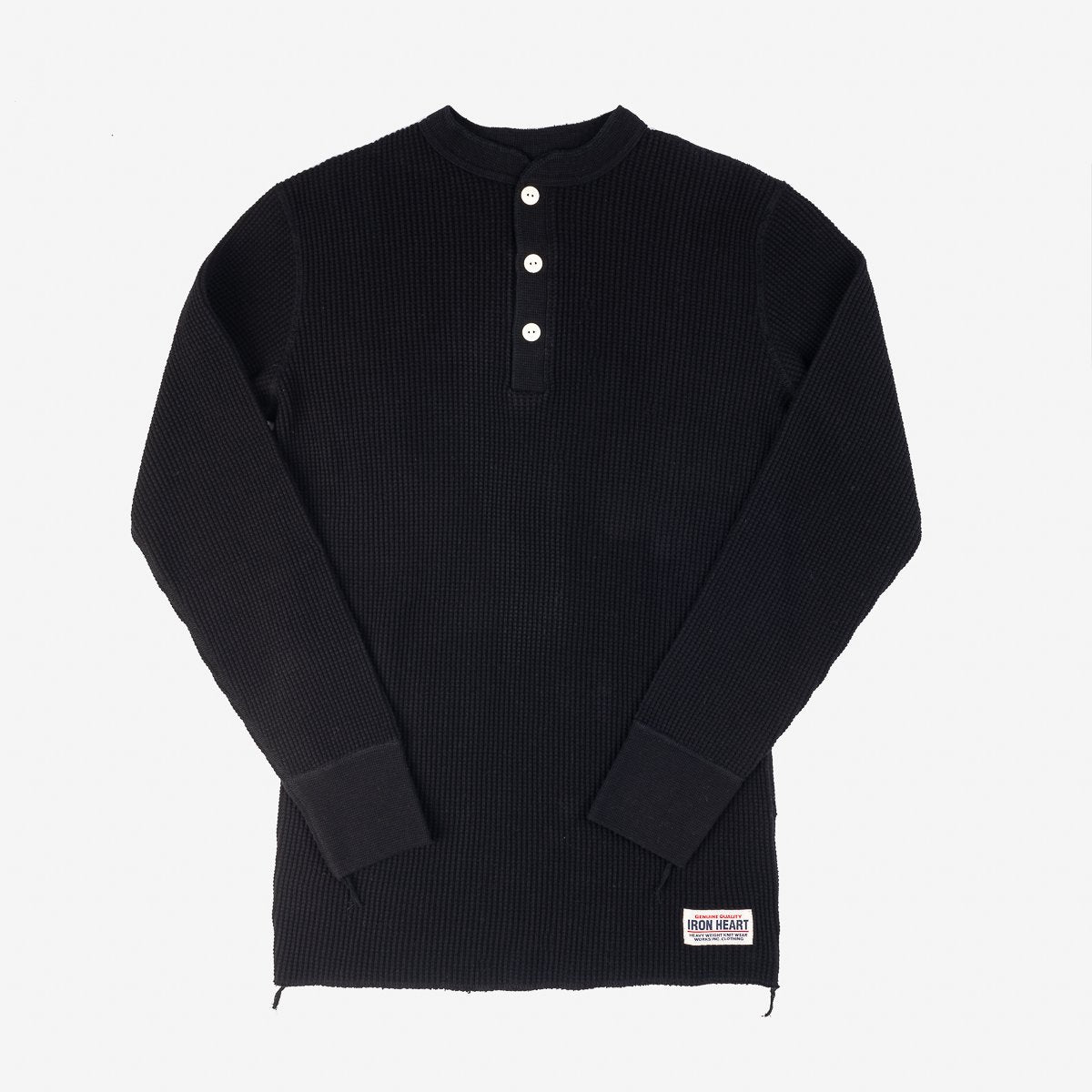 Iron Heart | IHTL-1213-BLK | Waffle Knit Long Sleeved Thermal Henley | Black