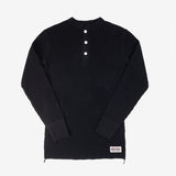 Iron Heart | IHTL-1213-BLK | Waffle Knit Long Sleeved Thermal Henley | Black