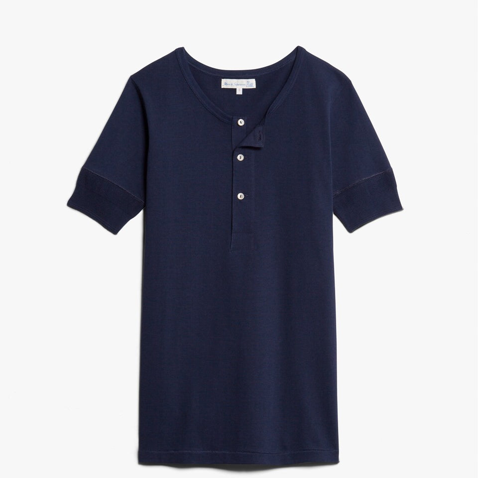 Merz b. Schwanen | 207.66 | Knopfleistenshirt 1/4 Arm | 66 Tintenblau