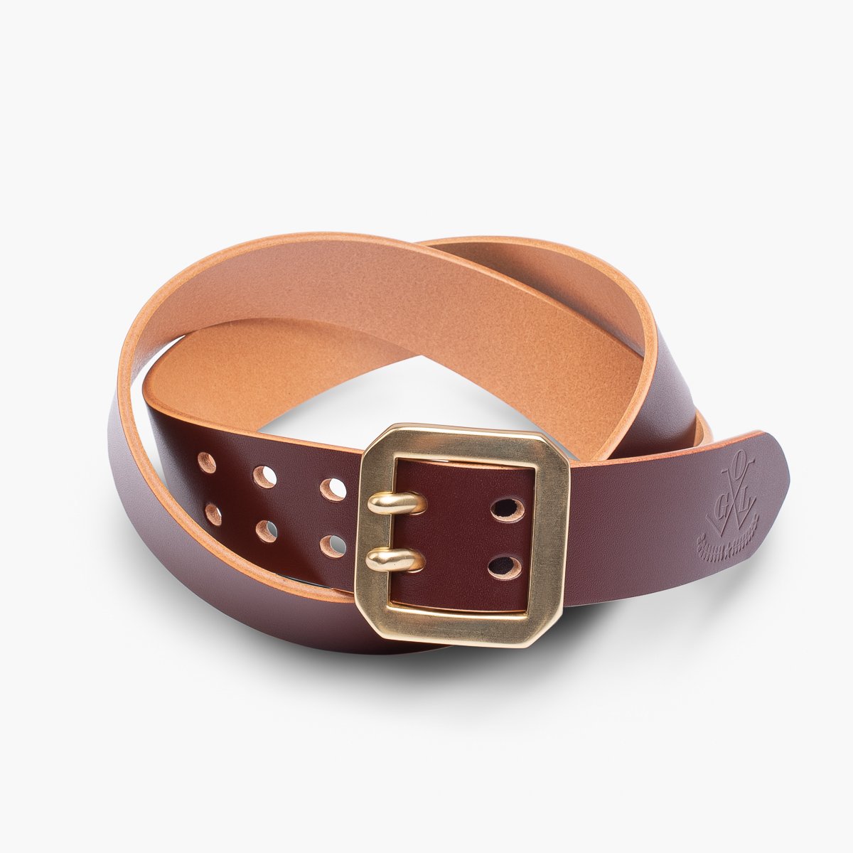 Obbi Good Label | OGL-BELT-DPGAR-BRN | Double Prong Garrison Buckle Leather Belt | Brown